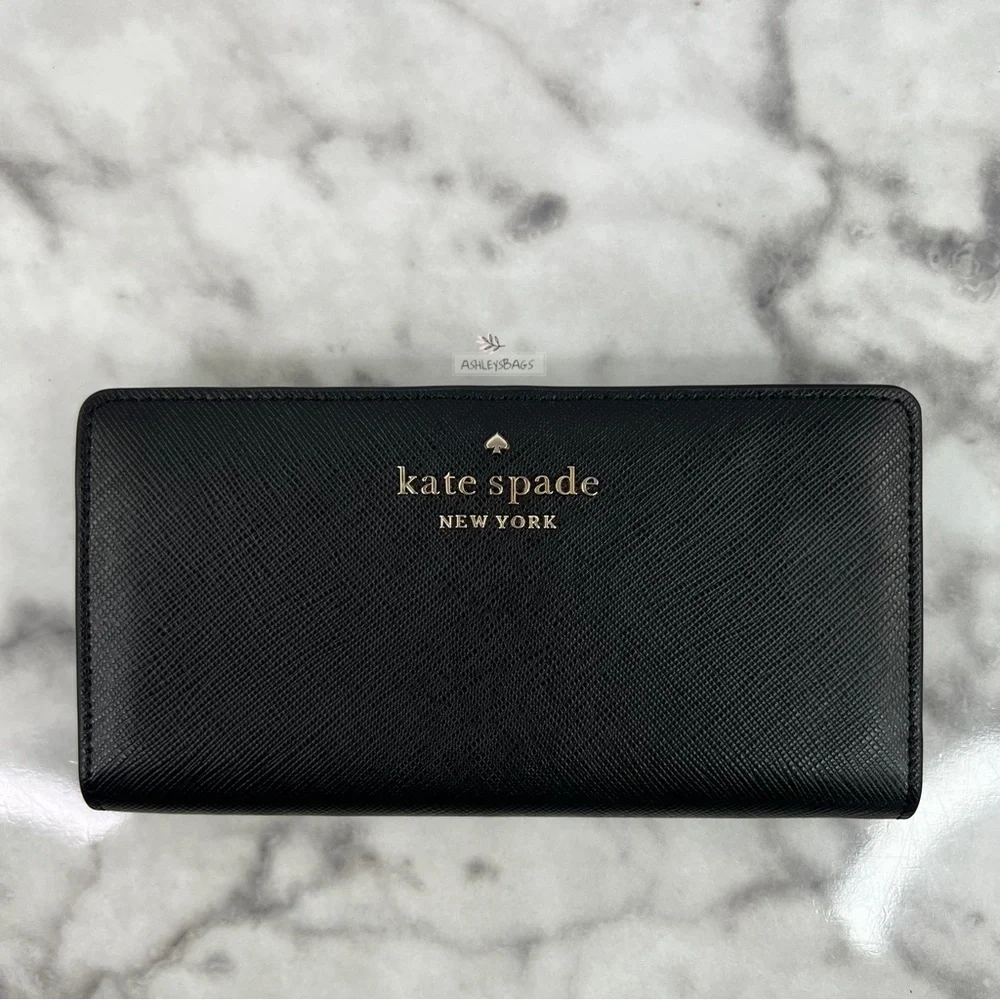 Kate Spade Staci Large Slim Bifold Wallet In Black - Picture 1 of 5